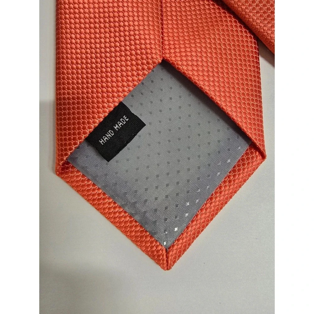 Puccini Necktie Mens Coral Red Microfiber Textured Classic Business Formal Wear